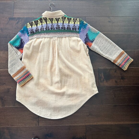 Anthropologie PILCRO Corduroy & Patchwork Sweater Shacket Jacket Size Medium - Picture 6 of 12
